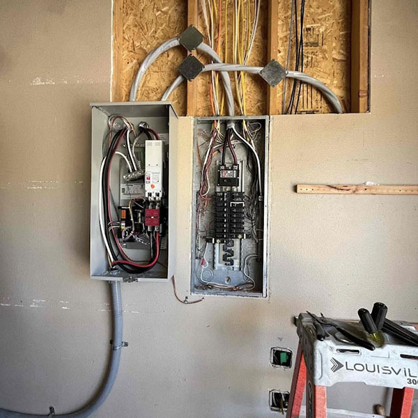 Electrical wiring installation for an electrical vehicle charging station.