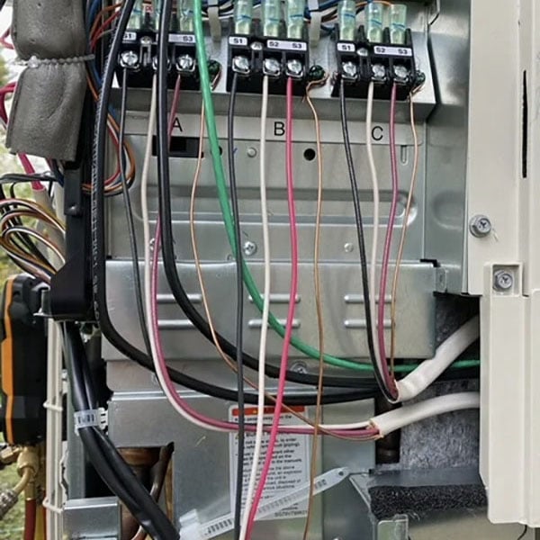 The inside of an electrical panel.