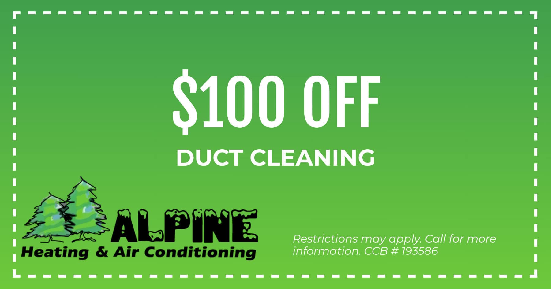 $100 off duct cleaning service