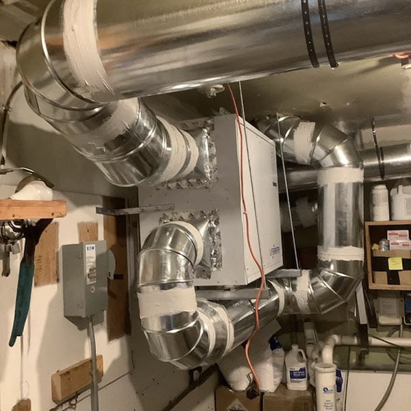 Air duct system made of sheet metal.