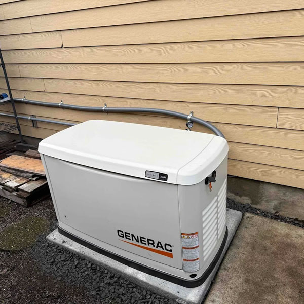 A Generac generator installed outside of a home.
